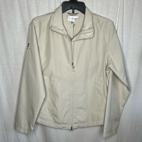 NWT Mens Cutter and Buck WeatherTec Full Zip Jacket Size Small Core Logic‎ Beige - Picture 1 of 9